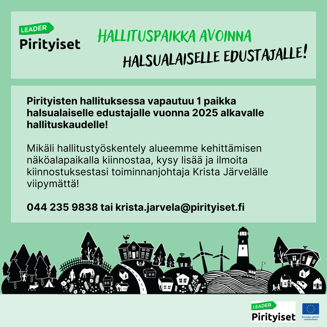 Pirityisten hallituksessa vapaa paikka halsualaiselle edustajalle